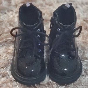 Toddler Size 3 black glitter boots.
